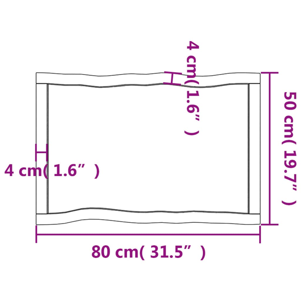 Piano Tavolo Marrone Chiaro 80x50x(2-6) cm Rovere Non Trattato - homemem39