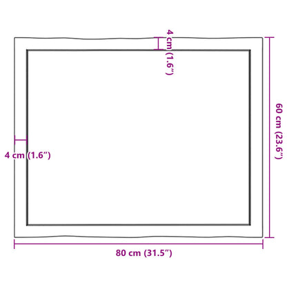 Piano Tavolo Marrone Chiaro 80x60x(2-4) cm Rovere Non Trattato - homemem39