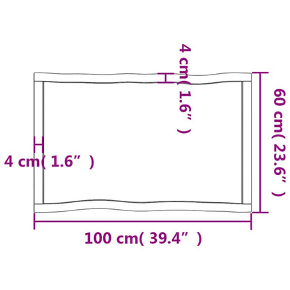 Piano Tavolo Marrone Chiaro 100x60x(2-4) cm Rovere Non Trattato - homemem39