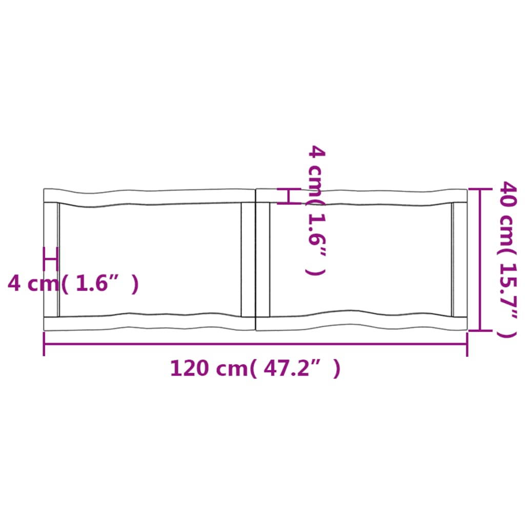 Piano Tavolo Marrone Chiaro 120x40x(2-4) cm Rovere Non Trattato - homemem39