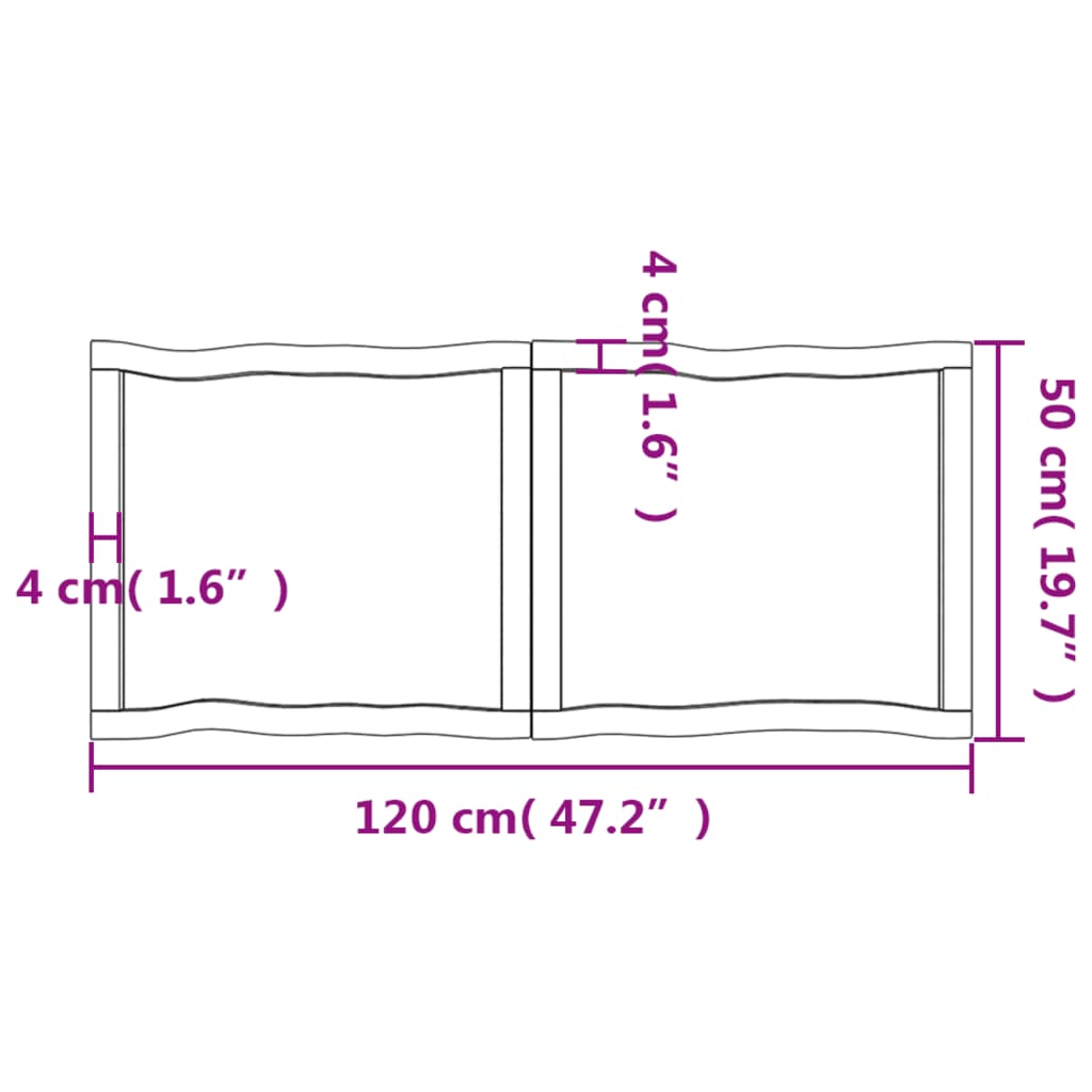 Piano Tavolo Marrone Chiaro 120x50x(2-4) cm Rovere Non Trattato - homemem39