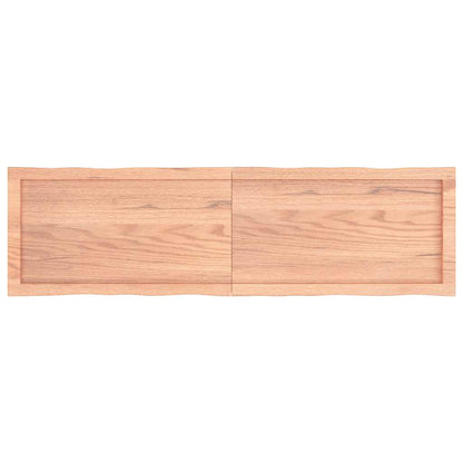 Piano Tavolo Marrone Chiaro 140x40x(2-4) cm Rovere Non Trattato - homemem39