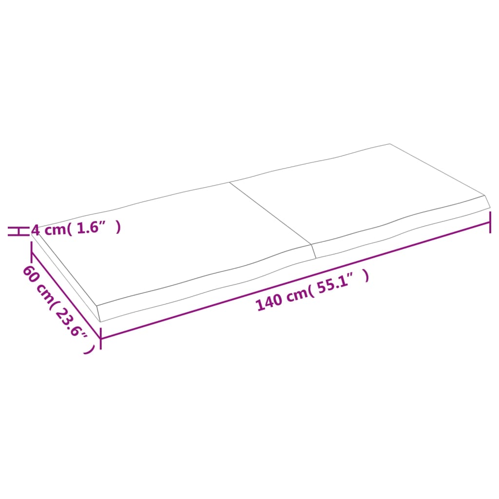 Piano Tavolo Marrone Chiaro 140x60x(2-4) cm Rovere Non Trattato - homemem39