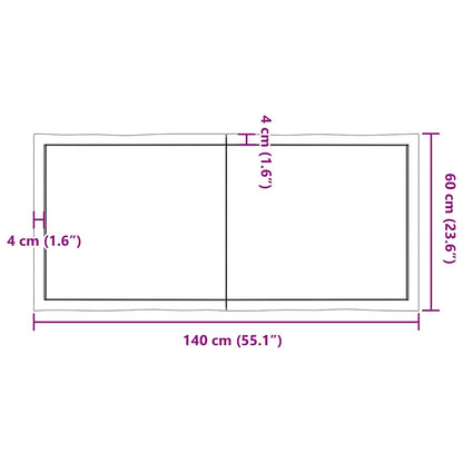 Piano Tavolo Marrone Chiaro 140x60x(2-4) cm Rovere Non Trattato - homemem39