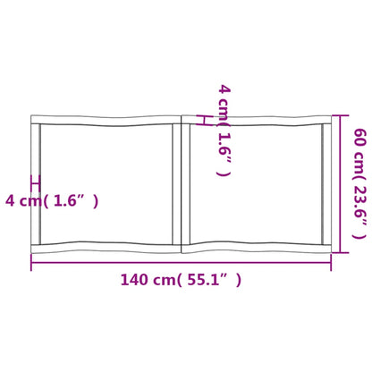 Piano Tavolo Marrone Chiaro 140x60x(2-4) cm Rovere Non Trattato - homemem39