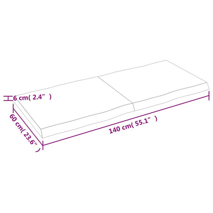 Piano Tavolo Marrone Chiaro 140x60x(2-6) cm Rovere Non Trattato | homemem39