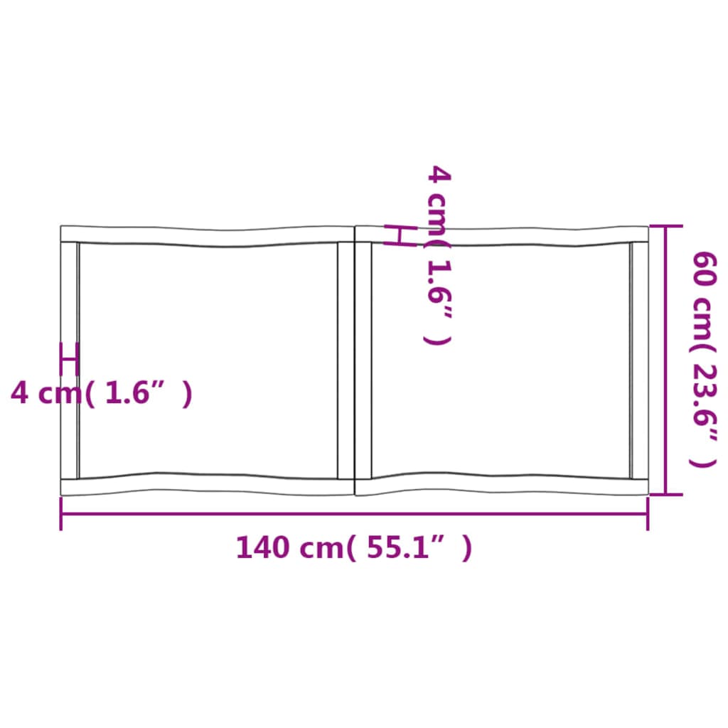 Piano Tavolo Marrone Chiaro 140x60x(2-6) cm Rovere Non Trattato - homemem39