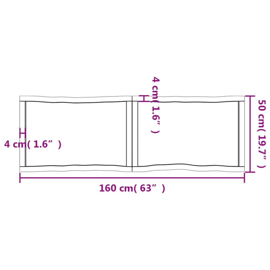 Piano Tavolo Marrone Chiaro 160x50x(2-6) cm Rovere Non Trattato - homemem39