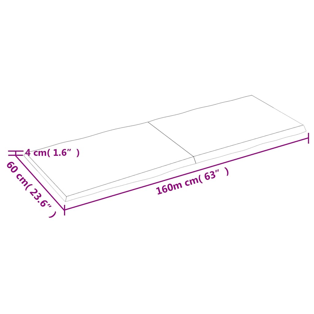 Piano Tavolo Marrone Chiaro 160x60x(2-4) cm Rovere Non Trattato | homemem39