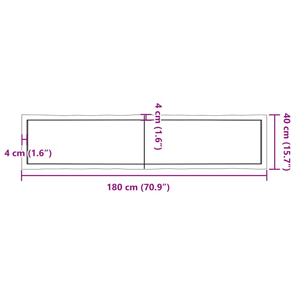 Piano Tavolo Marrone Chiaro 180x40x(2-4) cm Rovere Non Trattato - homemem39