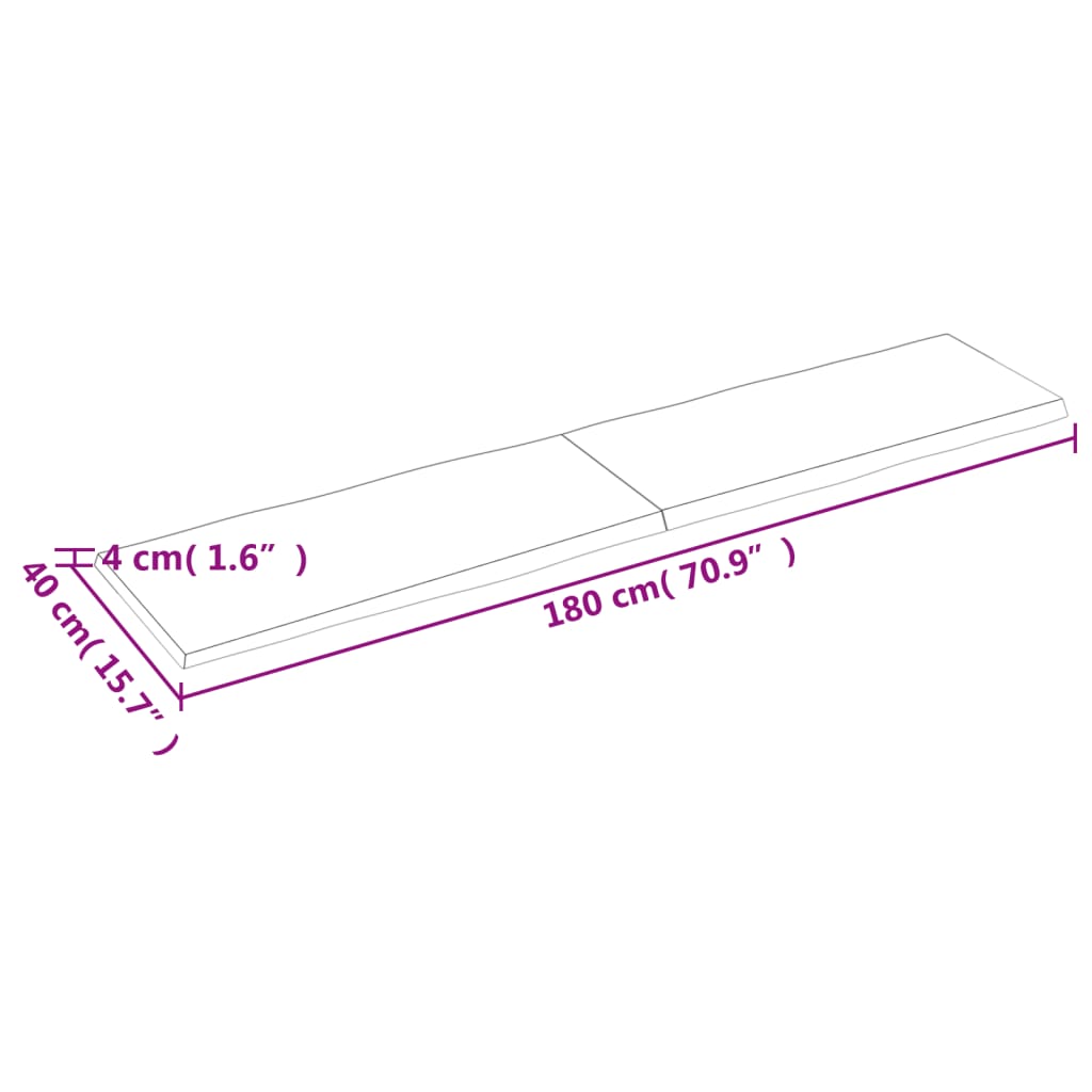 Piano Tavolo Marrone Chiaro 180x40x(2-4) cm Rovere Non Trattato - homemem39