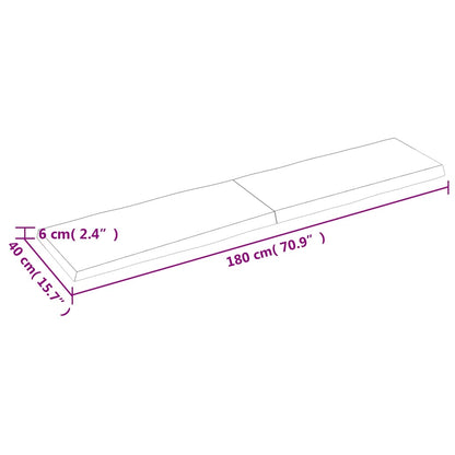 Piano Tavolo Marrone Chiaro 180x40x(2-6) cm Rovere Non Trattato | homemem39
