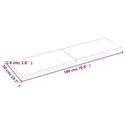 Piano Tavolo Marrone Chiaro 180x50x(2-4) cm Rovere Non Trattato - homemem39