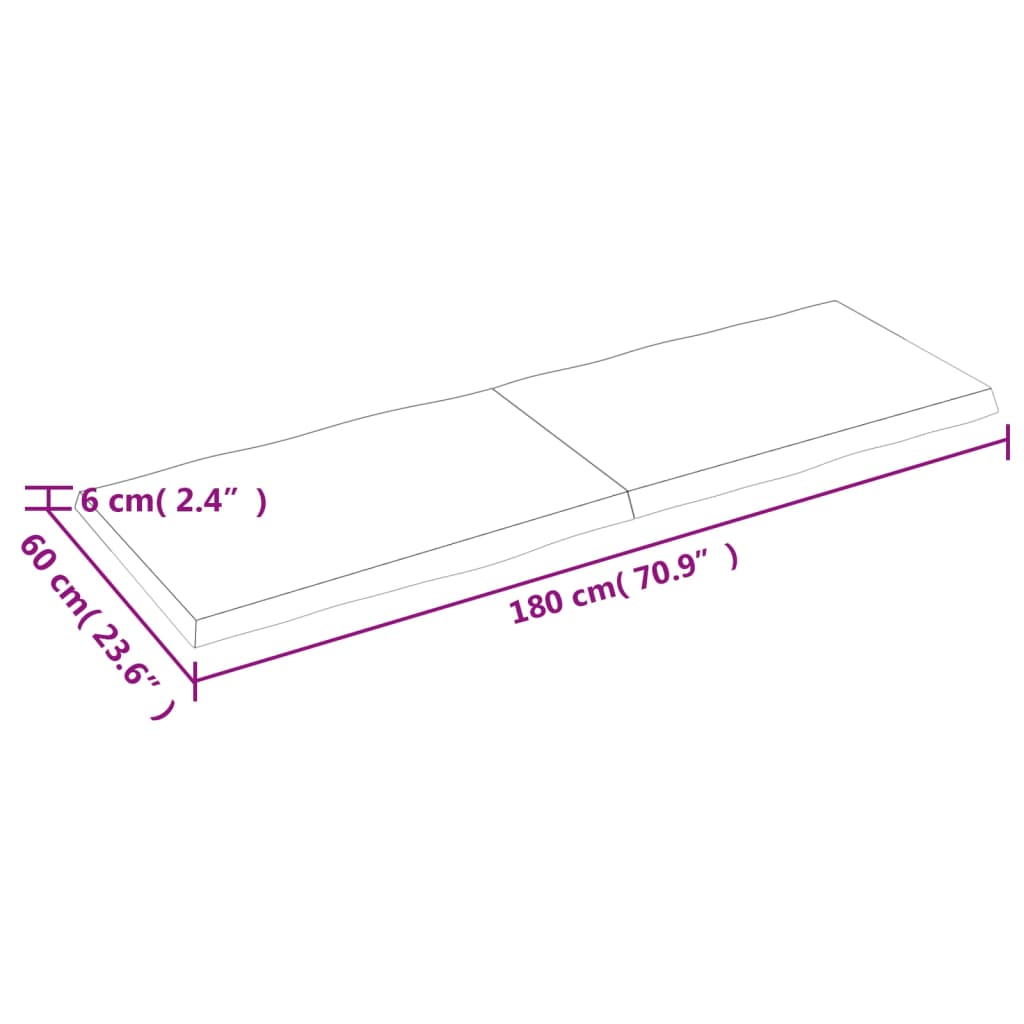 Piano Tavolo Marrone Chiaro 180x60x(2-6) cm Rovere Non Trattato - homemem39