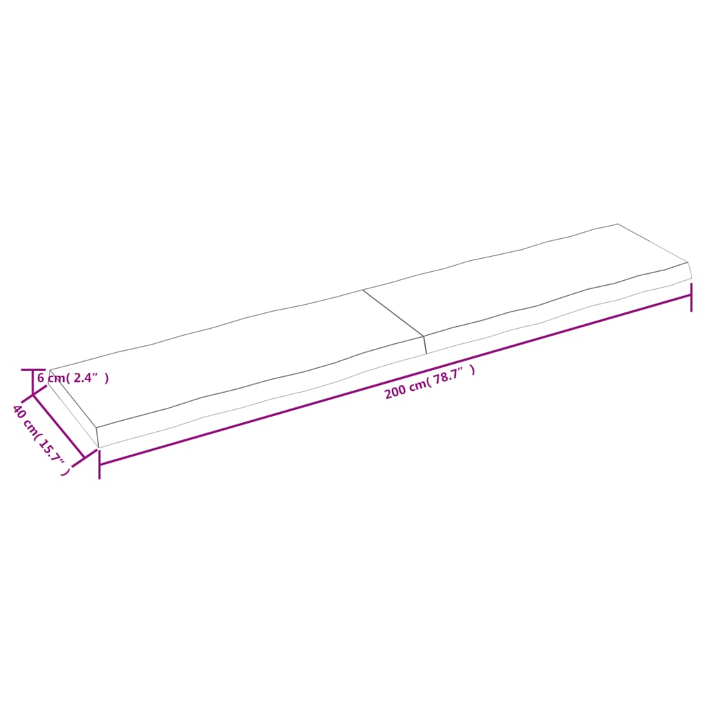 Piano Tavolo Marrone Chiaro 200x40x(2-6) cm Rovere Non Trattato - homemem39