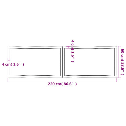 Piano Tavolo Marrone Chiaro 220x60x(2-4) cm Rovere Non Trattato - homemem39