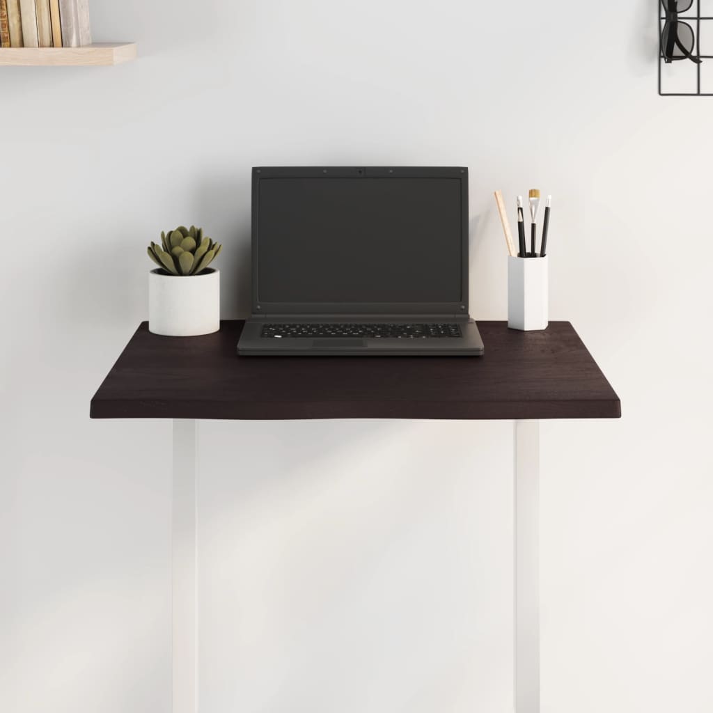 Piano Tavolo Marrone Scuro 60x40x2 cm in Rovere Non Trattato