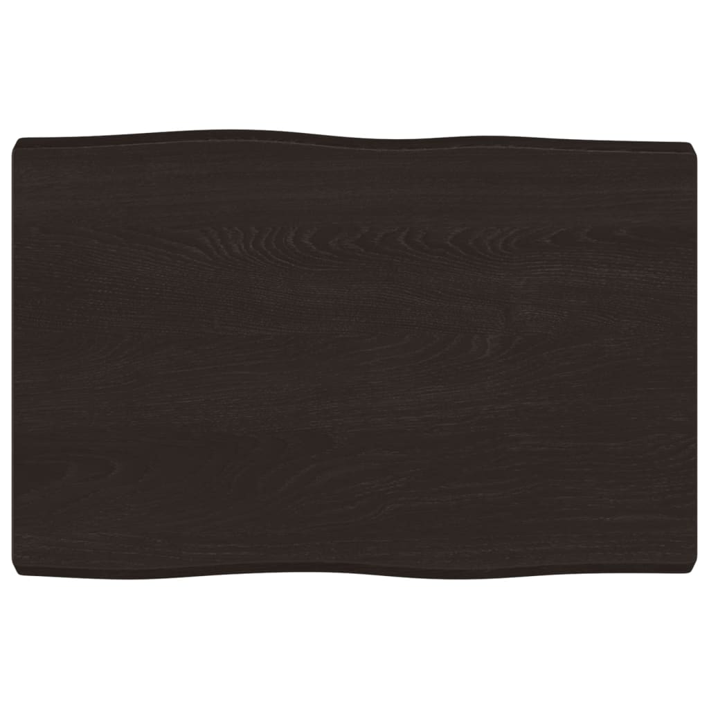 Piano Tavolo Marrone Scuro 60x40x(2-4)cm in Rovere Non Trattato - homemem39