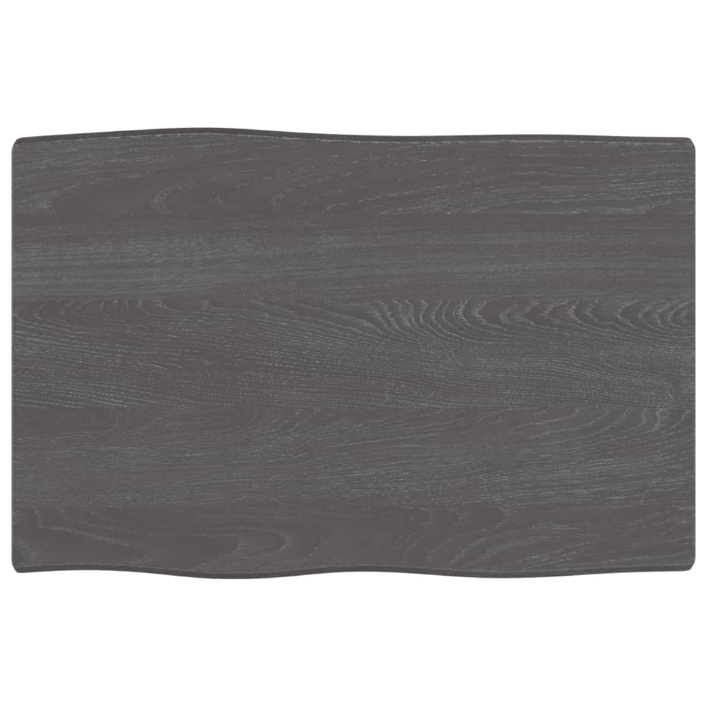 Piano Tavolo Marrone Scuro 60x40x(2-6)cm in Rovere Non Trattato - homemem39