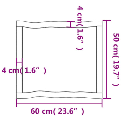 Piano Tavolo Marrone Scuro 60x50x(2-4)cm in Rovere Non Trattato - homemem39