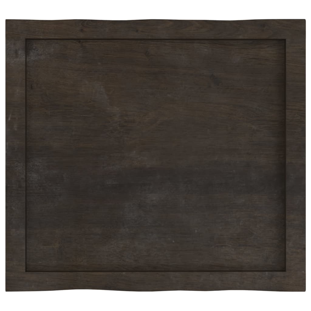 Piano Tavolo Marrone Scuro 60x50x(2-6)cm in Rovere Non Trattato - homemem39