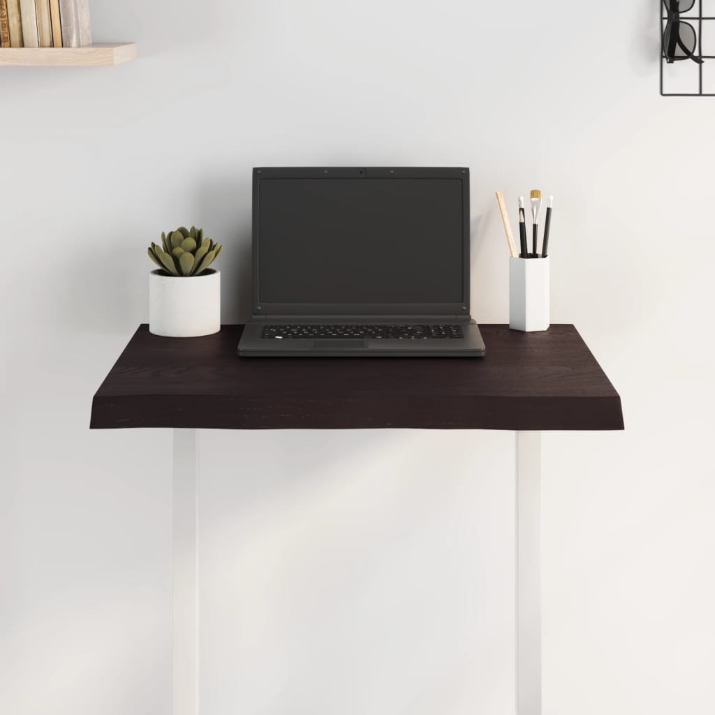 Piano Tavolo Marrone Scuro 60x60x(2-4)cm in Rovere Non Trattato | homemem39