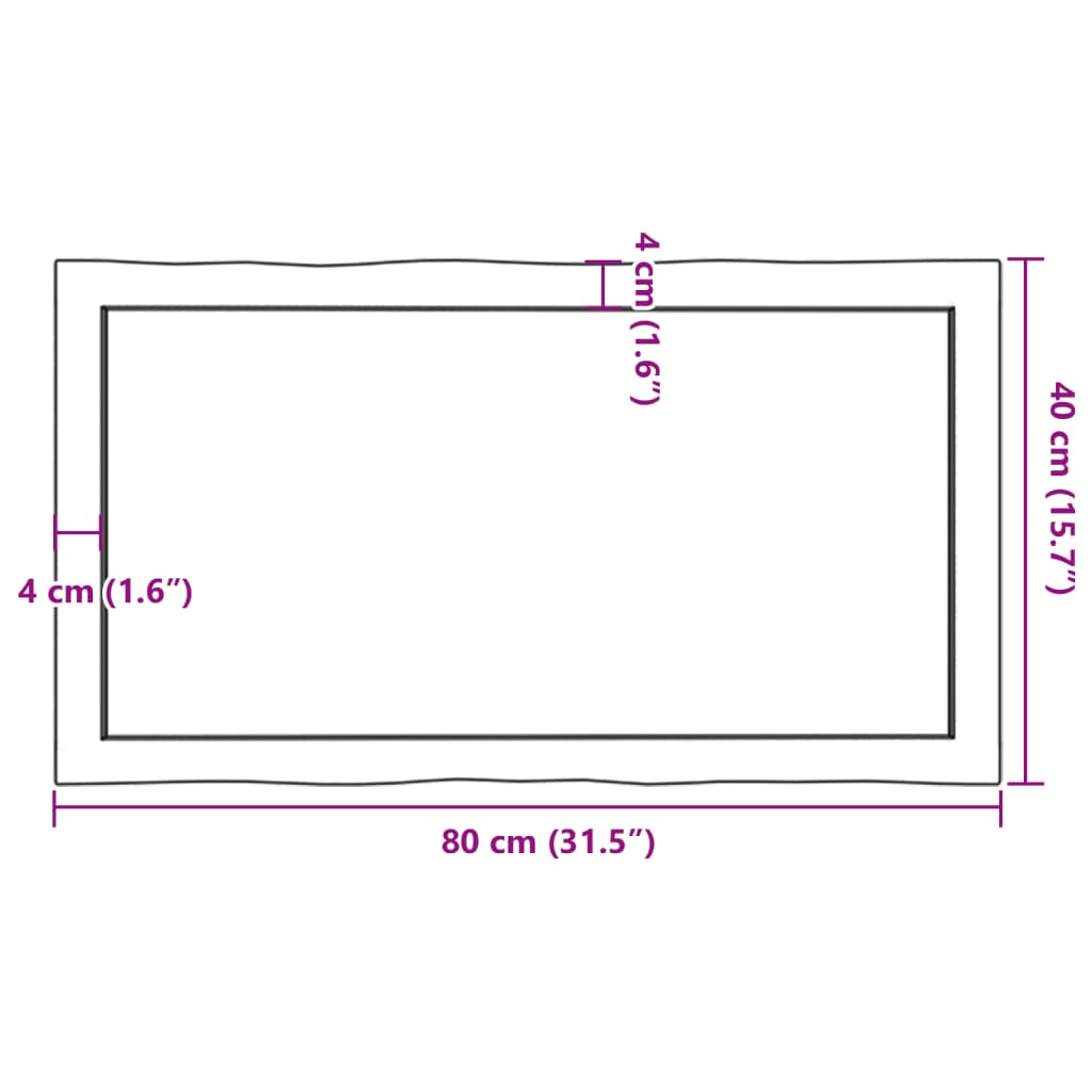 Piano Tavolo Marrone Scuro 80x40x(2-4)cm in Rovere Non Trattato | homemem39