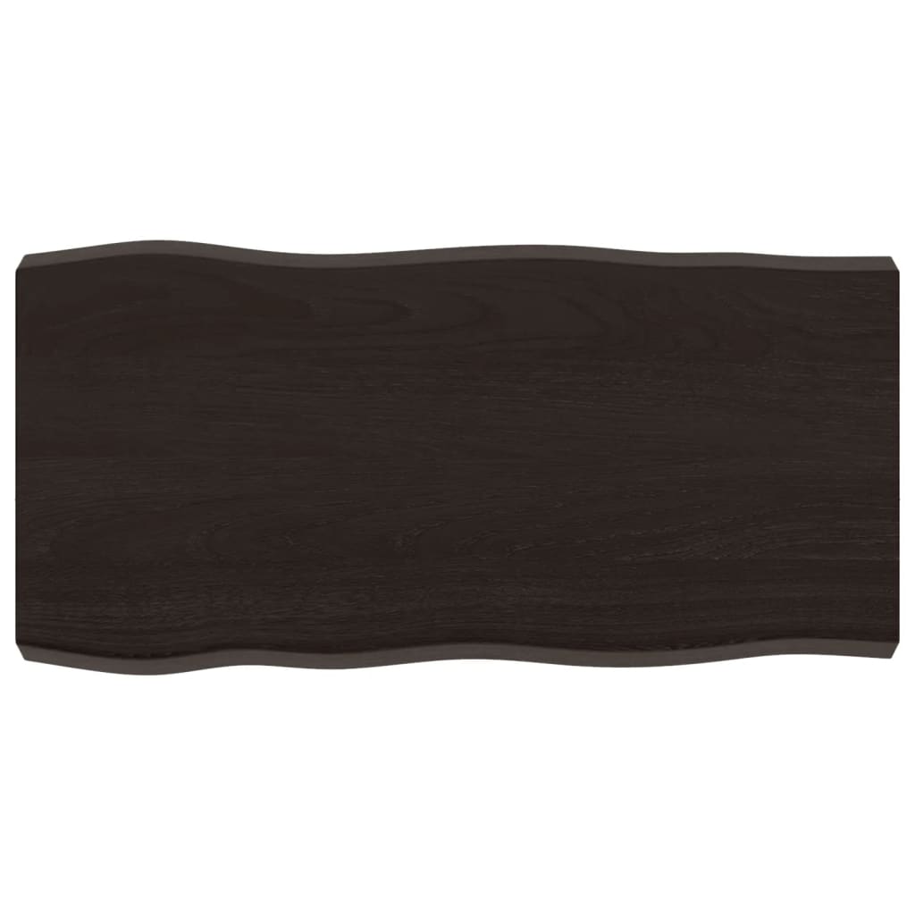 Piano Tavolo Marrone Scuro 80x40x(2-6)cm in Rovere Non Trattato - homemem39