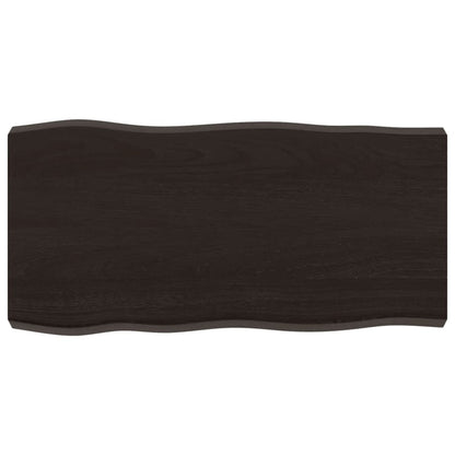 Piano Tavolo Marrone Scuro 80x40x(2-6)cm in Rovere Non Trattato - homemem39