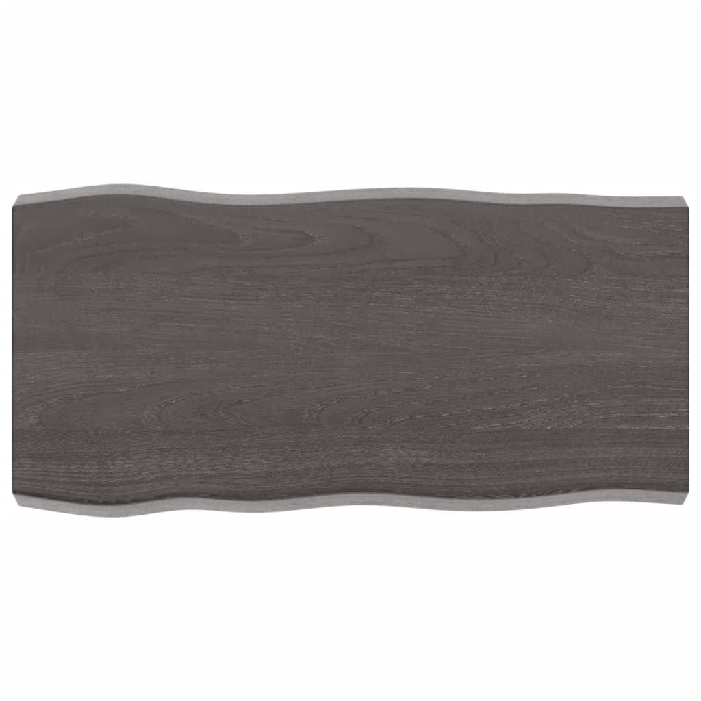 Piano Tavolo Marrone Scuro 80x40x(2-6)cm in Rovere Non Trattato - homemem39