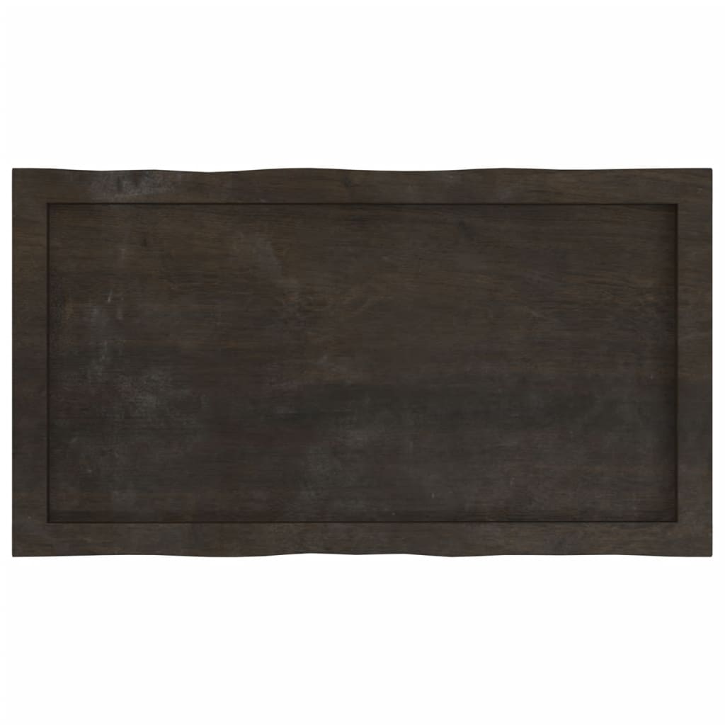 Piano Tavolo Marrone Scuro 80x40x(2-6)cm in Rovere Non Trattato - homemem39