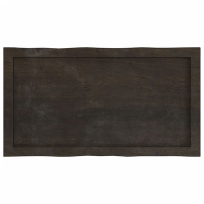 Piano Tavolo Marrone Scuro 80x40x(2-6)cm in Rovere Non Trattato - homemem39