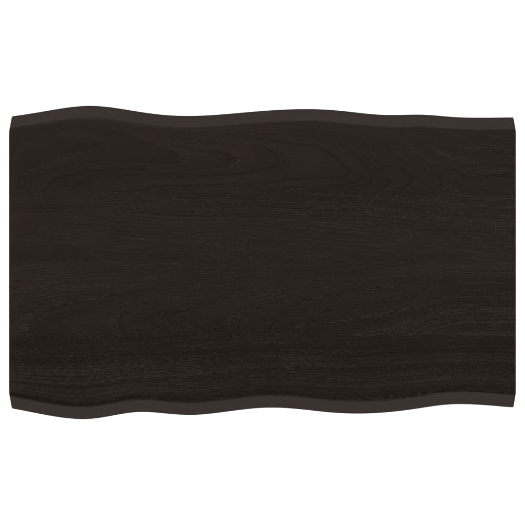 Piano Tavolo Marrone Scuro 80x50x2 cm in Rovere Non Trattato - homemem39