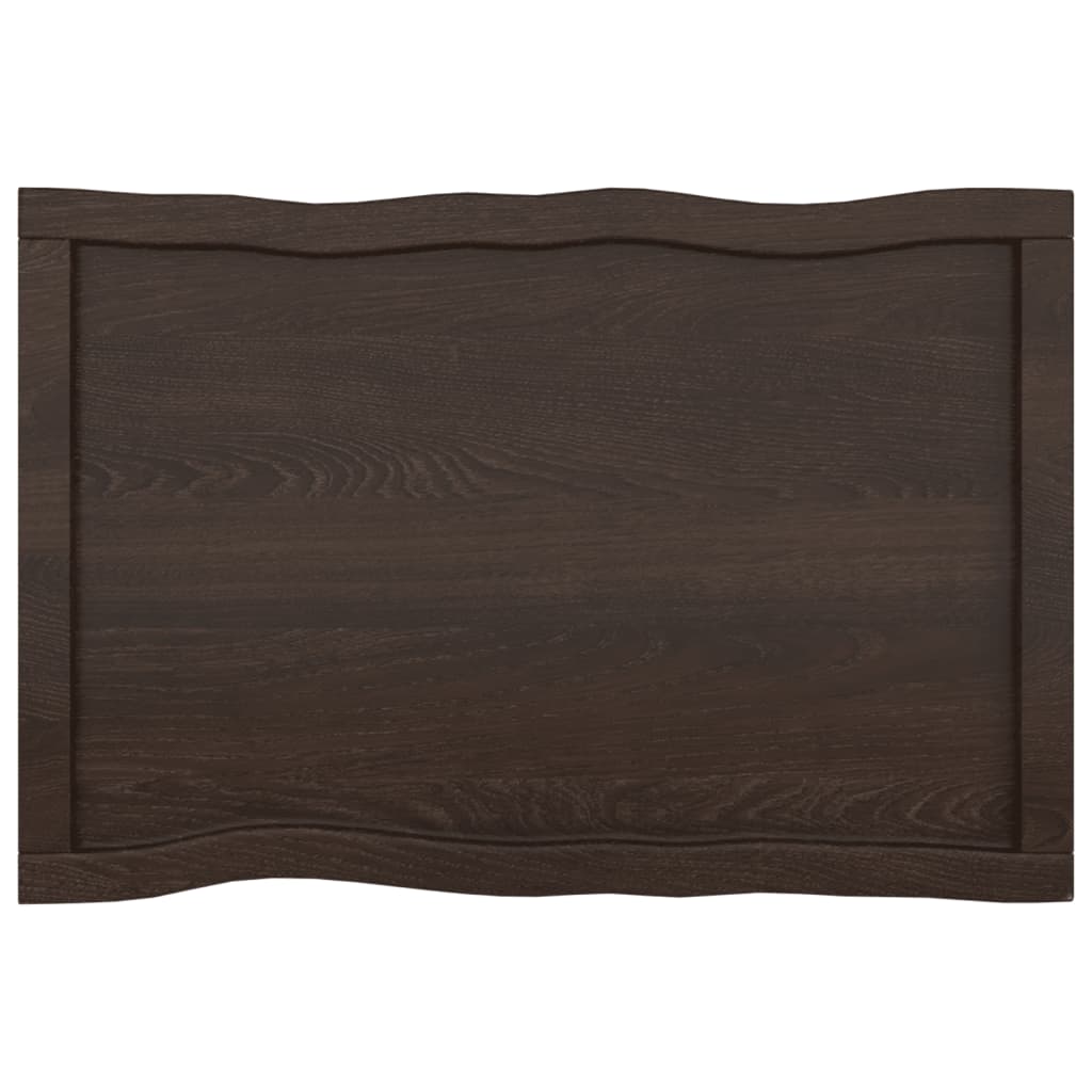 Piano Tavolo Marrone Scuro 80x50x(2-4)cm in Rovere Non Trattato - homemem39