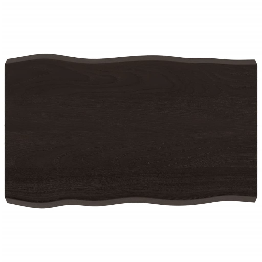 Piano Tavolo Marrone Scuro 80x50x(2-6)cm in Rovere Non Trattato - homemem39