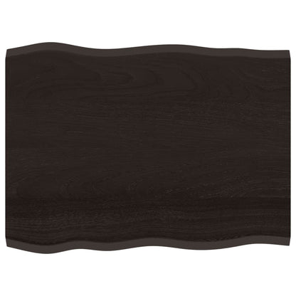 Piano Tavolo Marrone Scuro 80x60x2 cm in Rovere Non Trattato - homemem39