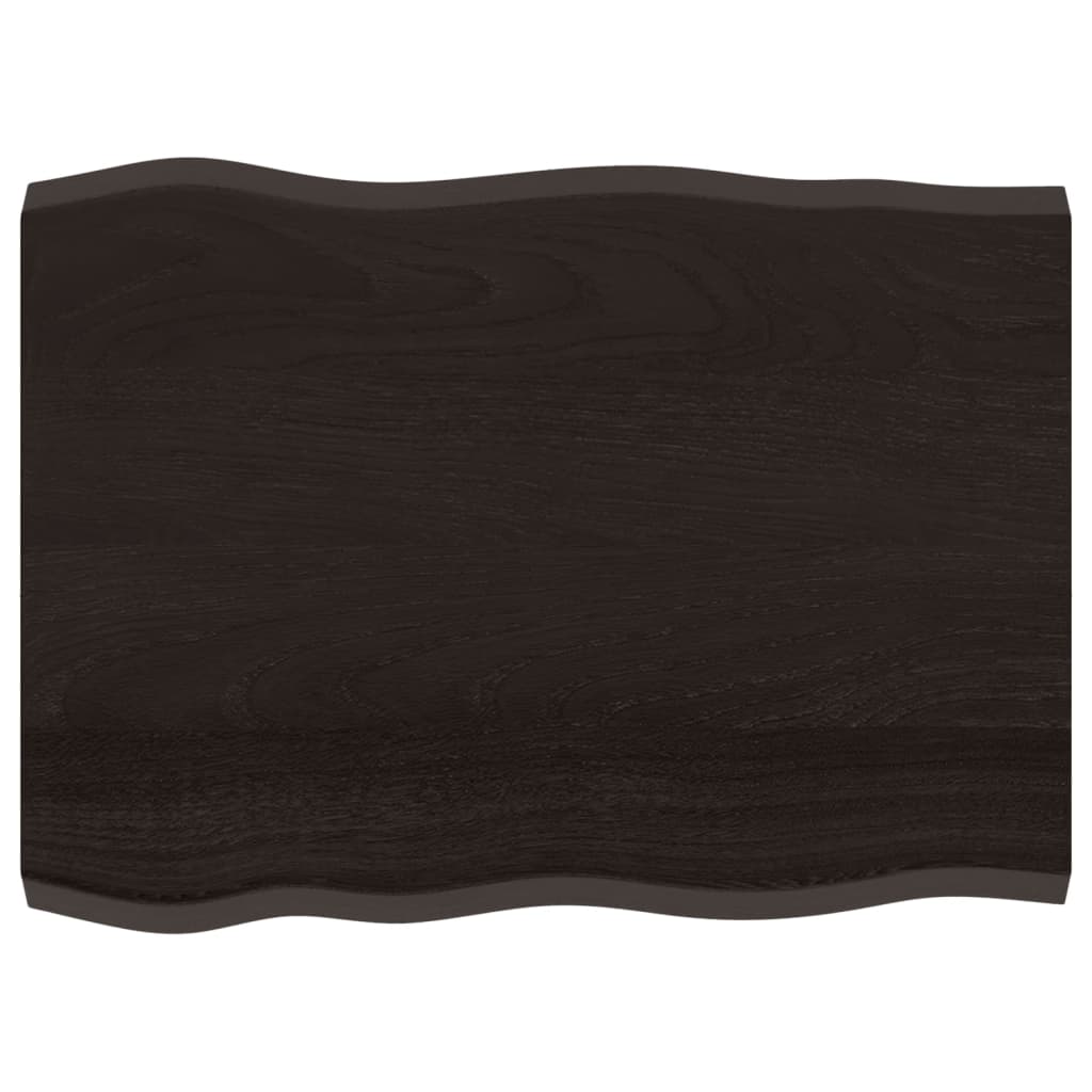 Piano Tavolo Marrone Scuro 80x60x(2-4)cm in Rovere Non Trattato - homemem39