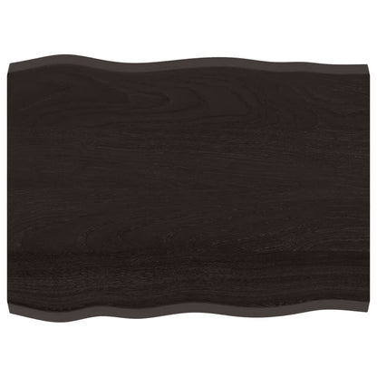 Piano Tavolo Marrone Scuro 80x60x(2-4)cm in Rovere Non Trattato - homemem39