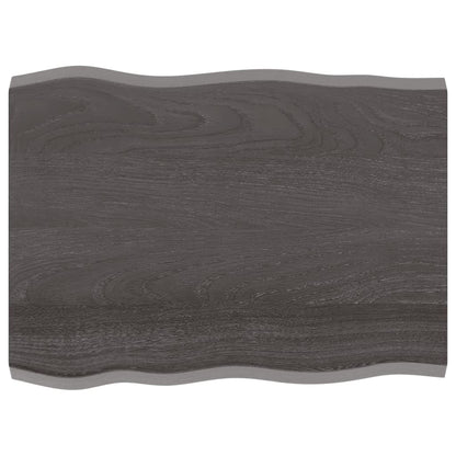 Piano Tavolo Marrone Scuro 80x60x(2-4)cm in Rovere Non Trattato - homemem39