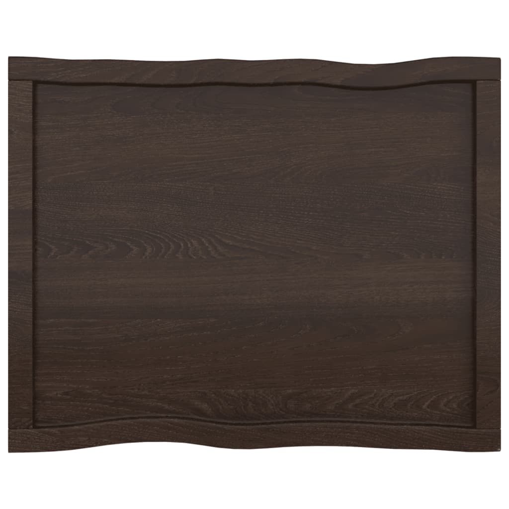 Piano Tavolo Marrone Scuro 80x60x(2-4)cm in Rovere Non Trattato - homemem39