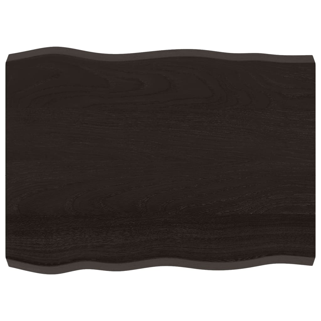 Piano Tavolo Marrone Scuro 80x60x(2-6)cm in Rovere Non Trattato - homemem39