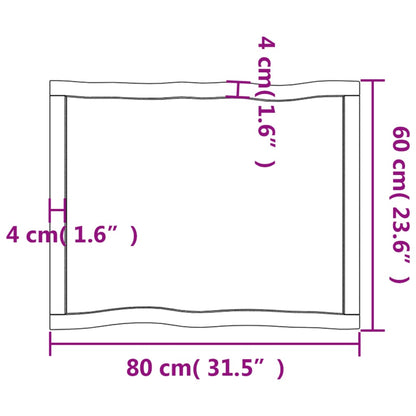 Piano Tavolo Marrone Scuro 80x60x(2-6)cm in Rovere Non Trattato - homemem39