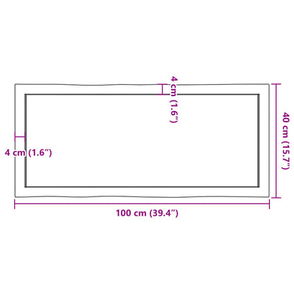 Piano Tavolo Marrone Scuro 100x40x(2-6)cm Rovere Non Trattato - homemem39