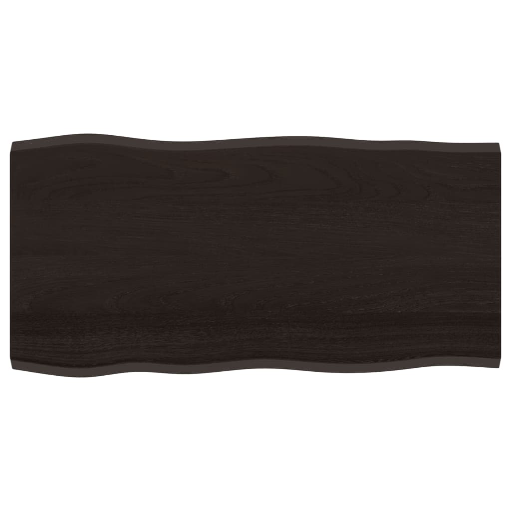 Piano Tavolo Marrone Scuro 100x50x2 cm in Rovere Non Trattato - homemem39