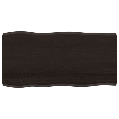 Piano Tavolo Marrone Scuro 100x50x2 cm in Rovere Non Trattato - homemem39
