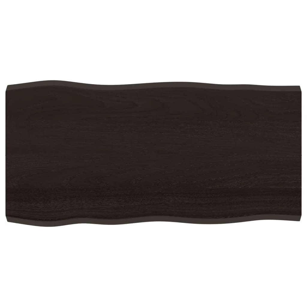 Piano Tavolo Marrone Scuro 100x50x(2-4)cm Rovere Non Trattato - homemem39