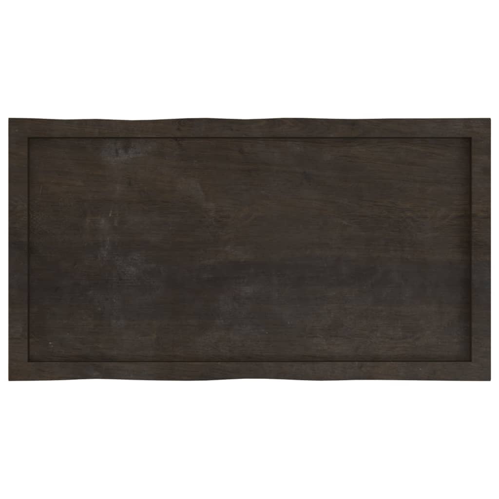 Piano Tavolo Marrone Scuro 100x50x(2-4)cm Rovere Non Trattato - homemem39