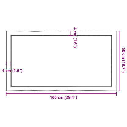 Piano Tavolo Marrone Scuro 100x50x(2-4)cm Rovere Non Trattato - homemem39