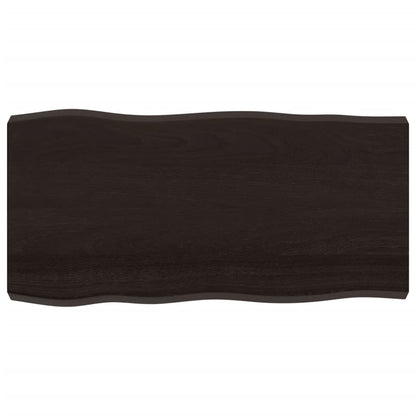 Piano Tavolo Marrone Scuro 100x50x(2-6)cm Rovere Non Trattato - homemem39