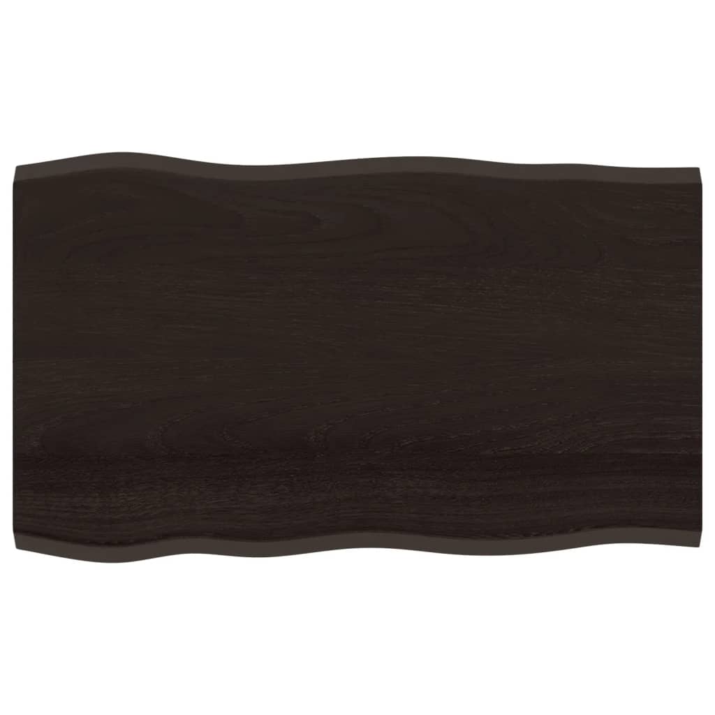 Piano Tavolo Marrone Scuro 100x60x2 cm in Rovere Non Trattato - homemem39